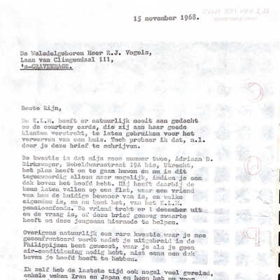 Brief vader Ab aan R.J.Vogels