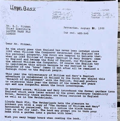 1988-08-29 Brief aan Pitman CEO Lloyds Bank