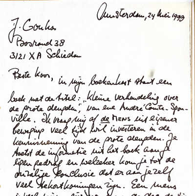 1999-05-24 Brief aan J. Gouka om te bedanken voor de lunch.