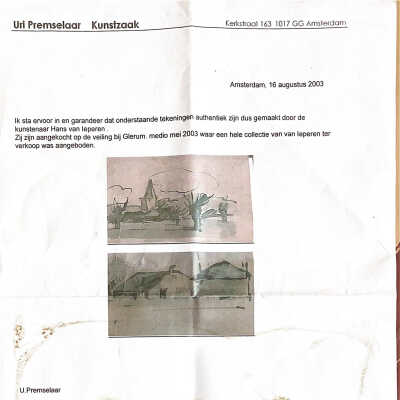 2003-08-16 Twee orginele tekeningen van Hans van Ieoeren.