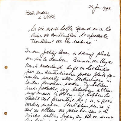 1993-01-25 Brief aan ouders over Lloyds Bank m.b.t. de recessie.