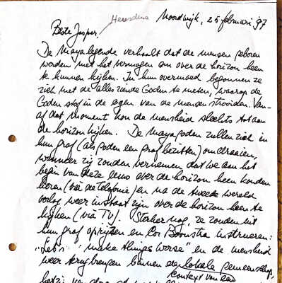 1997-02-25 Brief aan Jasper Heusdens over verdwijning van arbeidsplaartsen door automatisering..