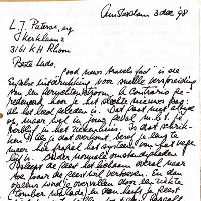 1998-12-03 Brief aan Ludo Pieters.