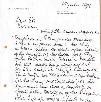1996-08-01 Brief aan Onno en Els Verhorst om te bdanken voor het etentje Pianello..