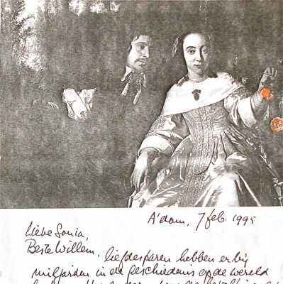1995-02-07 Brief aan Sonia en Willem van Lynden t.g.v. het huwelijk van hun zoon Rijn + een uitnodiging voor de Commissie 64/65 + dames
