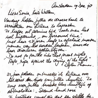 1998-12-19 Condoleance aan Willem & sonia v. Lynden n.a.v. het overlijden van Liliane Fabius- v. Lynden.