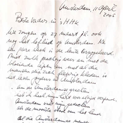 2005-04-11 moeder Albertien heeft in Amsterdam gelogeerd.