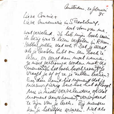 1995-02-20 Brief van ADD aan Connie en Annemarie Gualtherie van Weezel in Straatsburg.