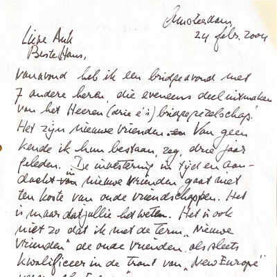 2004-02-24 Brief aan Ank en Hans Gv.W over oude vriendschap.