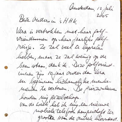 2005-07-12 Brief aan ouders over aanschaf Iphone en over het schrijven v.e.nawoord bij het verslag over Adriana