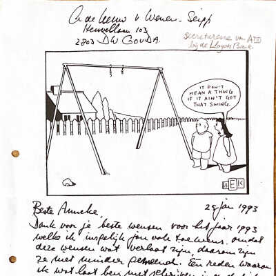 1993-01-25 Brief ADD aan Anneke de Leeuw van Wenen -Seipp; voormalige secretaresse ADD