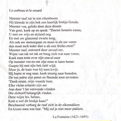 Gedicht Le corbeaut le renard