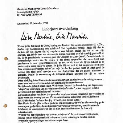 1998-12-22 Eindejaars overdenking aan M en M. Loon