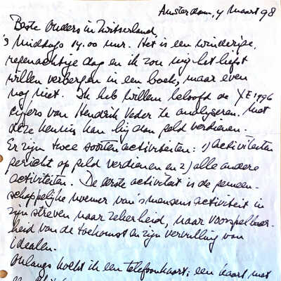 1998-03-04 Brief met tijdgeest aan Beste Ouders in Zwitserland