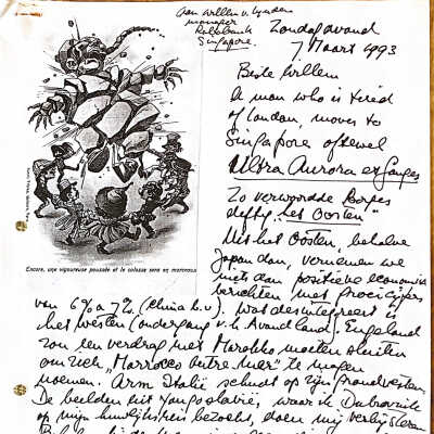 1993-03-07 Brief Willem v. Lynden wordt door RABO overgeplaatst naar Singapore.