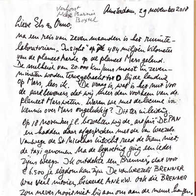 2018-11-29 Brief aan Lieve Els en Onno Verhorst.