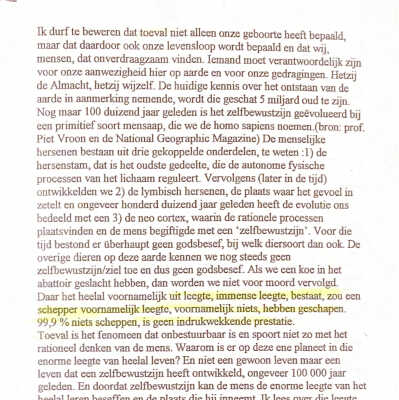 2000-10-27 Over het heelal met eeninstemmende mail van Karel v. der Hucht.