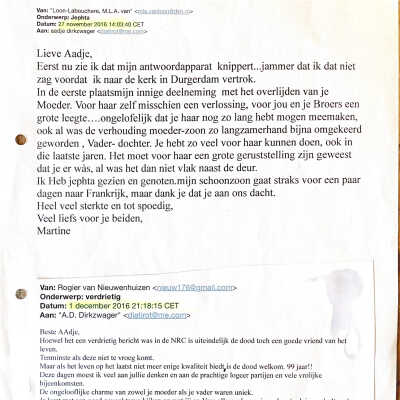 2016-11-27 en 1 dec. Condoleances n.a.v. overlijden van Grootje Bertie.