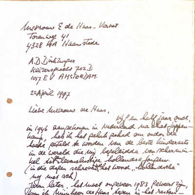 1997-04-22 Condoleance aan mevr. E. de Haas-Vervat.