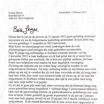 2013-02-02 Jaarlijkse brief aan George Belzer
