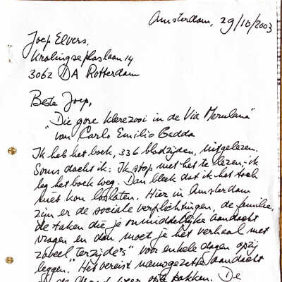 2003-10-29 Brief aan Joep Elvers met mijn commentaar over een door hem aanbevolen boek.