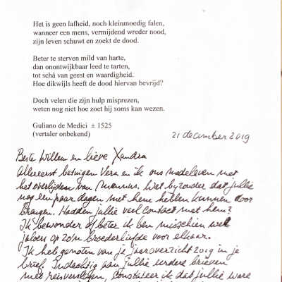 2019-12-21 Mail naar Wim en Xandra Jonkers in Nieuw Zeelnd.