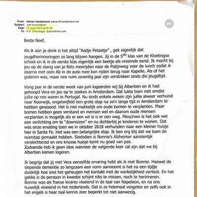 2013-06-23 Mail van neef Adriaan wonende in Santa Fé_USA over Bonnie,s Alzheimer..