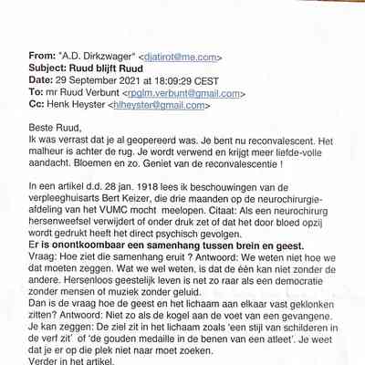 2021-09-29 Mail aan Ruud Verbunt na zijn operatie en kort verslag van de .samenkomst van de jaarclub.