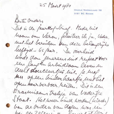 1980-03-25 Brief van ADD t.g.v. vader Ab 65 jaar.