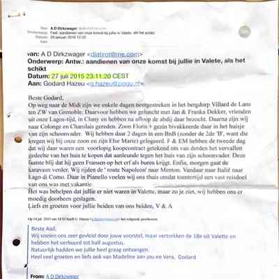 2015-07-27 Mail aan Godard Hazeu over het voorlopig koopcontract aan koop van vakantiehuis in Colonge door Floris.