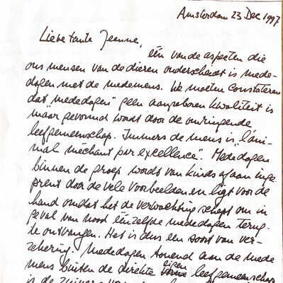 1997-12-23 ADDs reactie op de 3 november-brief van tante Jeanne.