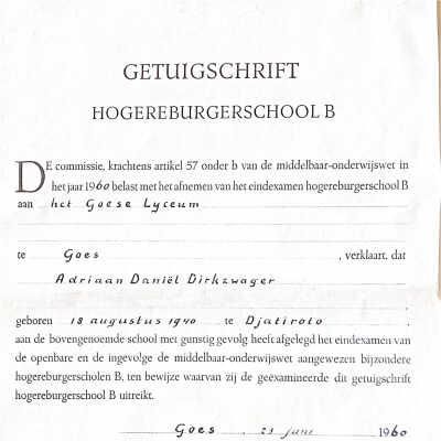 Getuigschrift Hogereburgdrschool B voor ADD.