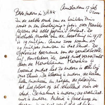2000-02-17 Brief aan ouders in sHHK over mijn impressies van Markko.
