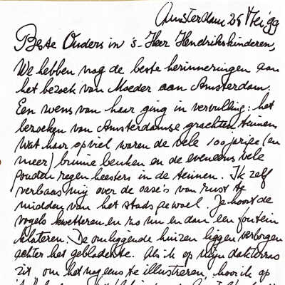 1999-05-25 Brief aan ouders in sHHK over bezoek van moeder aan de Open Tuinen v.d.Adamse grachten.