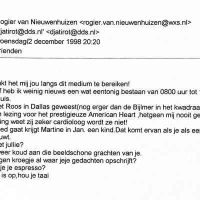 1998-12-12 Mail aan Jaarclubgenoot Rogier v. Nieuwenhuizen