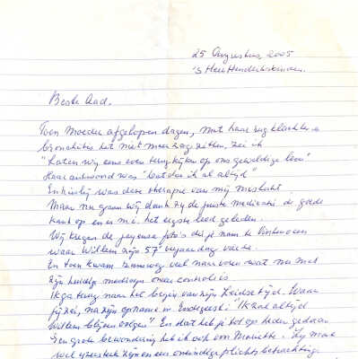 2005-08-25 Brief van vader Ab over manische-depressivitet van Willem.