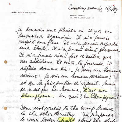 1989-01-16 Letter to Stuart Cook
