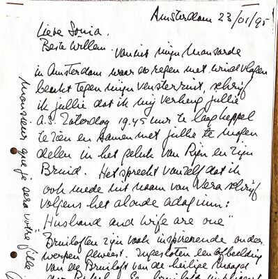 1995-01-23 Acceptatie uitnodiging van Sonia en Willem v. Lynden t.g.v.trouwpartij van Rijn en zijn bruid.