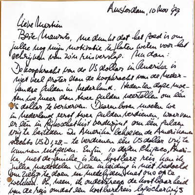 1999-11-10 Brief aan Martine en Maurits van Loon over een kostbare herinnering.