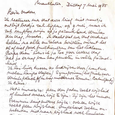 1985-05-07 ADD-brief vanuit Manchester aan Beste Ouders.