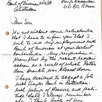 1981-05-11 ADD's afscheidsbrief aan de Bank of America NT & SA