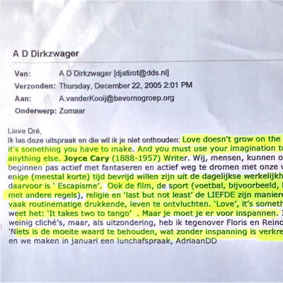 2005-12-22 Mail aan Andrea, mijn voormalige secretaresse, over escapisme.