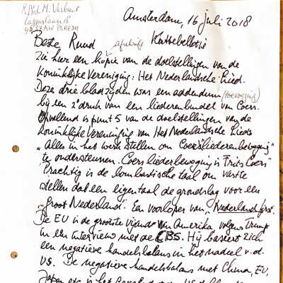 2018-07-16 ADD brief aan Ruud Verbunt over Coerslied.