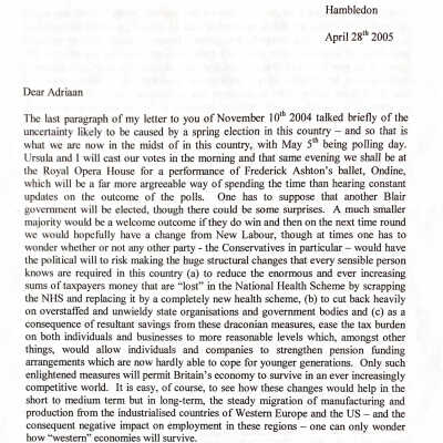 2005-04-28 Letter from Stuart Cook.about enlarging the EU.