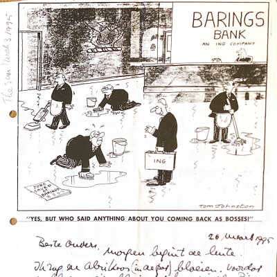 1995-03-20 Brief ADD aan ouders over overname van Britse Barings Bank door ING.