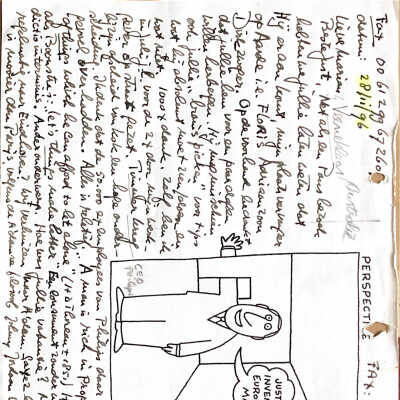 1996-11-28 Fax aan Just en Marian Veeneklaas in Australie over de komst van Floris.