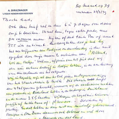 Brief v. Vader Ab overzijn Begische Leopold Ii onderscheiding.