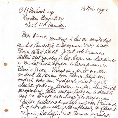 1993-05-13 Brief aan Onno Verhorst over eindexamens Fleur en Reinoud.