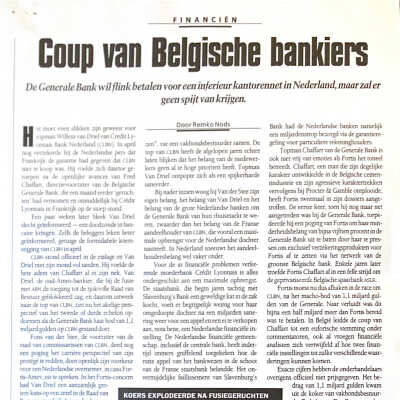 1995-07-08 Artikel in de FEM over overname CLBN door GenerLe Bank.