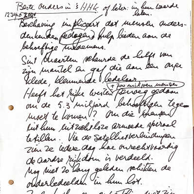 2001-11-12 Brief aan Beste Ouders over de aanslag op deTwin Towers in New York..